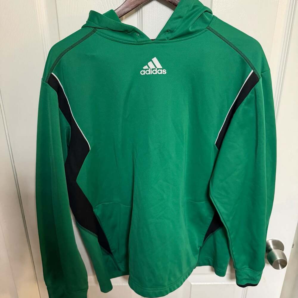 Adidas Green Clima Hoodie Size M Green Black Hooded Sweatshirt